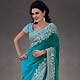 Turquoise and blue Georgette Saree with Blouse