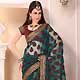 Teal Green Tissue Saree with Blouse