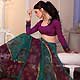 Turquoise Green and Purple Tissue Saree with Blouse
