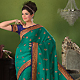 Turquoise Green Dupion Silk Saree with Blouse