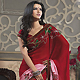 Dark Red and Shaded Pink Faux Georgette Saree with Blouse