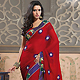 Red Faux Georgette Saree with Blouse
