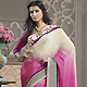 Cream and Pink Faux Georgette Jacquard Saree with Blouse