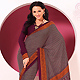 Burgundy and Grey Faux Crepe Saree with Blouse