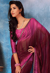 An endearing splash oh colors look gorgeous tridimensional charm. This beautiful dark burgundy and magenta faux georgette saree is nicely designed with abstract print and graceful patch border. Beautiful print work on saree make attractive to impress all. It will enhance your personality and gives you a singular look. Matching blouse is available with this saree. Slight color variations are due to differing screen and photography resolution.