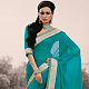 Turquoise Faux Chiffon Saree with Blouse