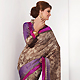 Dusty Brown and Purple Crepe Silk Saree with Blouse