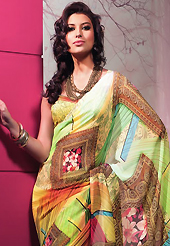 You can be sure that ethnic fashions selections of clothing are taken from the latest trend in today’s fashion. This beautiful light grey and shaded light rust faux georgette saree is nicely designed with abstract print work. Beautiful print work on saree make attractive to impress all. It will enhance your personality and gives you a singular look. Matching blouse is available with this saree. Slight color variations are due to differing screen and photography resolution.