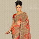 Rust Tissue Saree with Blouse