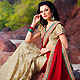 Red and Beige Jacquard and Viscose Georgette Saree with Blouse