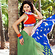 Light Green and Blue Chiffon Saree with Blouse