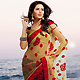 Fawn and Black Net and Brasso Saree with Blouse