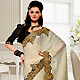 Off White Crepe Jacquard Saree with Blouse