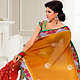 Orange and Red Georgette and Viscose Saree with Blouse