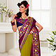 Purple and Light Olive Green Jacquard and Georgette Saree with Blouse