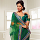 Green and Bottle Green Net and Crepe Jacquard Saree with Blouse