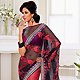 Black and Deep Pink Net and Crepe Jacquard Saree with Blouse