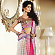 Pink and Off White Net and Viscose Saree with Blouse