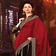 Dark Red and Black Jacquard and Faux Georgette Saree with Blouse