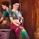 Dark Pink, Green and Dark Blue Faux Georgette Saree with Blouse