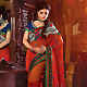 Red and Orange Faux Georgette Saree with Blouse