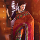 Rust, Pink and Green Net and Faux Georgette Lehenga Style Saree with Blouse