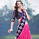 Pink Net Brasso Saree with Blouse