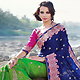 Dark Blue and Green Faux Crepe Jacquard and Faux Shimmer Georgette Saree with Blouse
