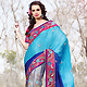 Light Blue, Blue and Grey Faux Georgette Jacquard and Net Lehenga Style Saree with Blouse