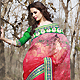 Shaded Red Net Saree with Blouse