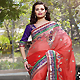 Shaded Red Faux Crepe Jacquard Saree with Blouse