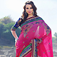 Shaded Pink Faux Crepe Jacquard Saree with Blouse