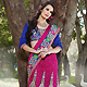 Shaded Dark Pink Faux Georgette Jacquard and Net Lehenga Style Saree with Blouse