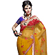 Mustard Net and Faux Chiffon Saree with Blouse