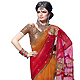 Red and Orange Net Saree with Blouse