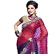 Deep Pink and Purple Faux Chiffon and Net Saree with Blouse
