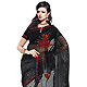 Black and Off White Net and Faux Georgette Saree with Blouse