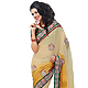 Cream and Yellow Crush Georgette Saree with Blouse