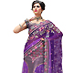 Shaded Purple Net and Brocade Lehenga Style Saree with Blouse