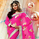 Pink Faux Chiffon Saree with Blouse