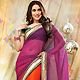 Purple and Red Net and Faux Crepe Saree with Blouse