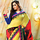 Yellow and Red Faux Georgette Saree with Blouse