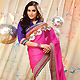 Dark Pink and Cream Faux Georgette and Viscose Saree with Blouse