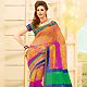 Magenta, Dark Yellow and Green Super Net Saree with Blouse