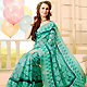 Light Turquoise Green Super Net Saree with Blouse
