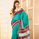 Turquoise and Maroon Super Net Saree with Blouse