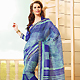 Blue and Light Sea Green Super Net Saree with Blouse