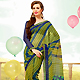 Olive Green and Dark Blue Super Net Saree with Blouse