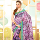 Pink and Green Super Net Saree with Blouse
