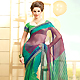 Green and Purple Super Net Saree with Blouse